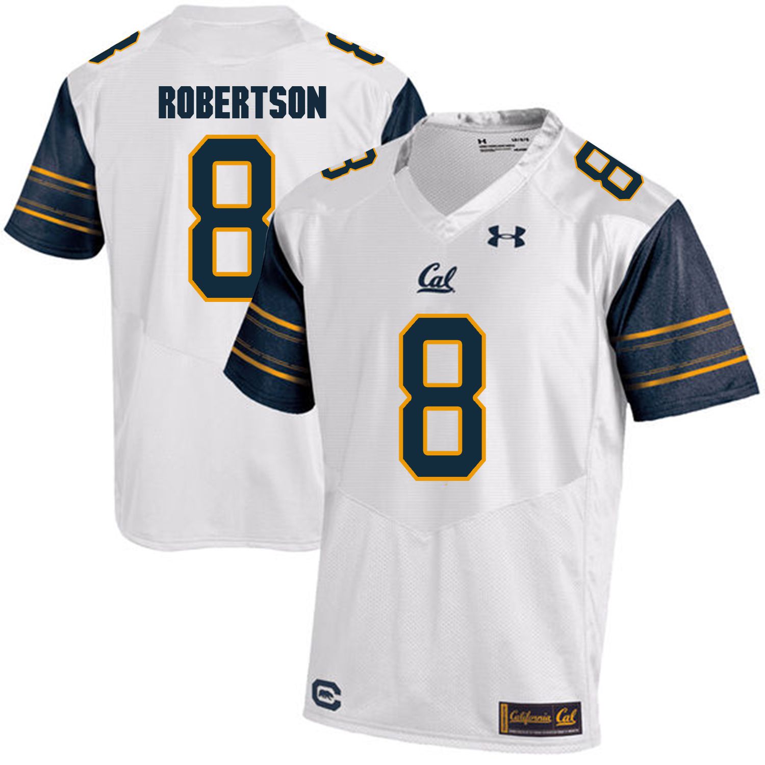 Men California Golden Bears 8 Demetris Robertson White Customized NCAA Jerseys1